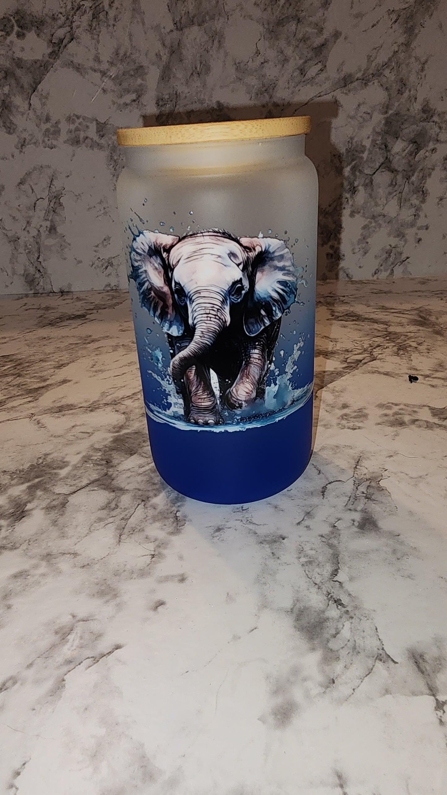 Mason jar with elephant